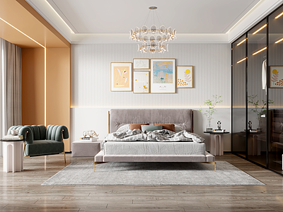 北欧轻奢家居卧室模型3d模型
