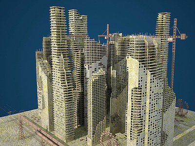 废墟城市外观模型