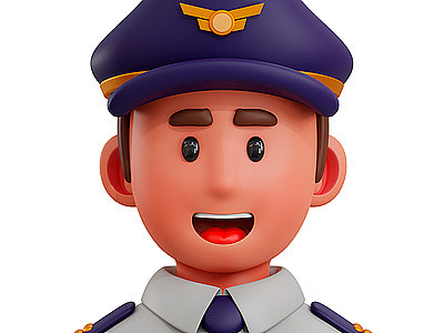3d卡通警察叔叔人物头像模型