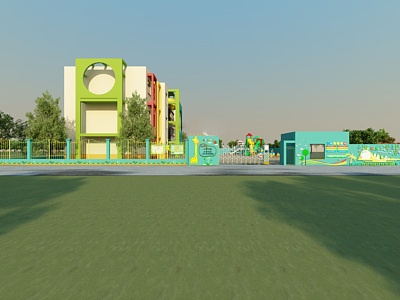 现代学校幼儿园操场模型