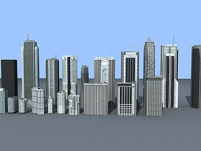 3d鸟瞰建筑高楼大厦模型