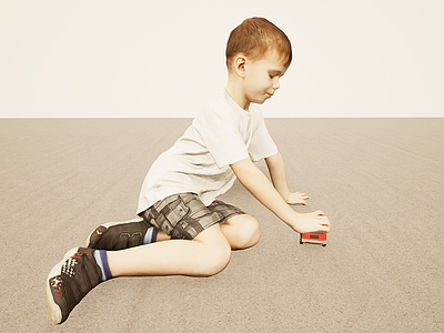 3d地板玩车玩具欧洲小男孩模型