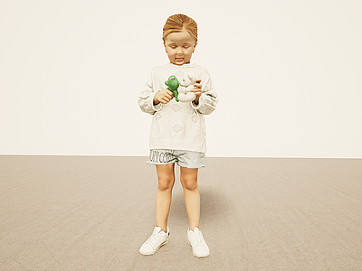 玩玩具小女孩模型3d模型