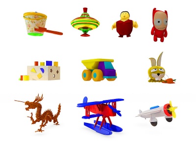 3d现代儿童玩具玩偶积木模型