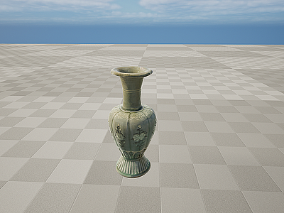 文物缺口陶瓷瓷器青釉花瓶模型3d模型