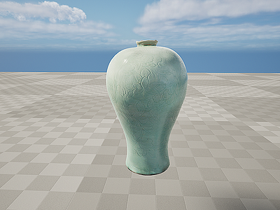 文物陶瓷瓷器青釉梅瓶模型3d模型