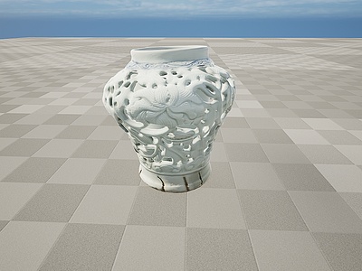 3d陶泥瓷器镂空花瓶模型