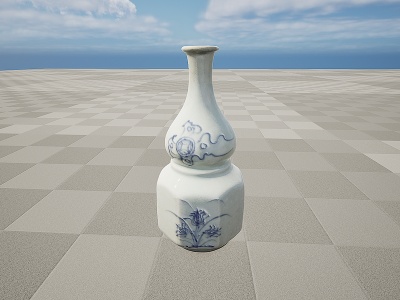 3d青花瓷器葫芦花瓶模型