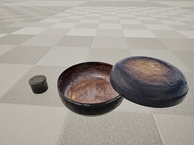 3d文物陶泥盆碗模型