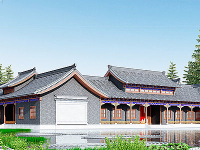 中式古建四合院模型3d模型