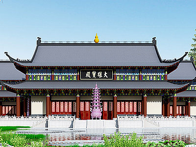 中式古建祠堂宫殿模型3d模型