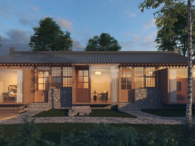 日式韩式家庭院模型3d模型