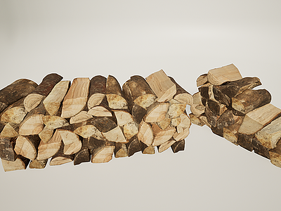 柴火柴堆烧火木头模型3d模型