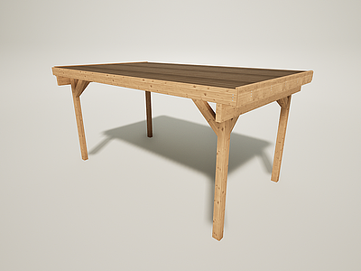 3d户外露营庭院木质折叠桌模型