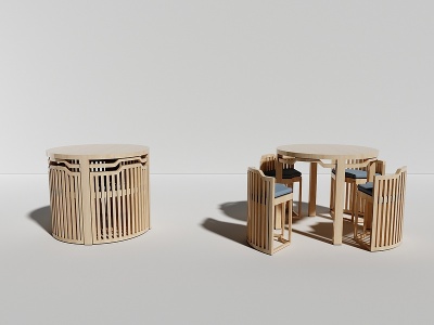 3d现代木质洽谈园桌椅模型