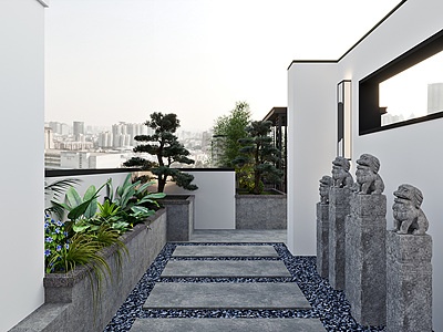 新中式居家庭院模型3d模型