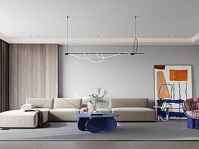 3d现代家居客厅3D模型模型