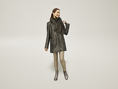 单腿翘脚背双肩包女人模型3d模型