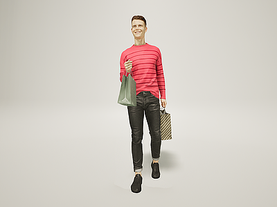 3d逛街购物的男人模型