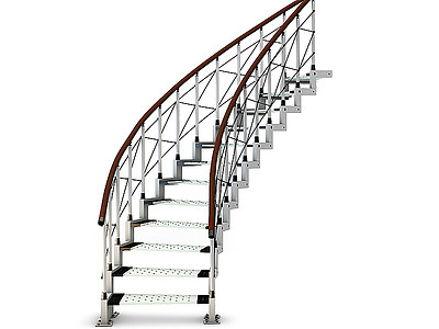 3d现代钢结构楼梯模型