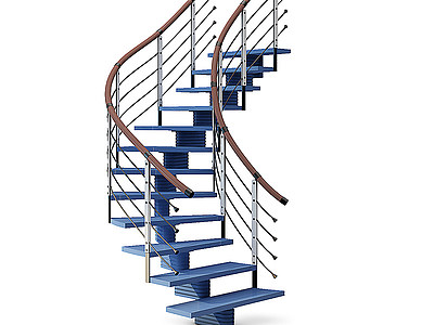 3d现代钢结构楼梯模型