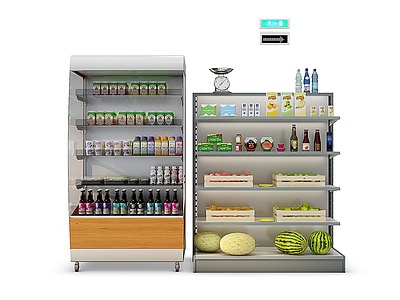 3d超市便利店货架冷藏柜模型