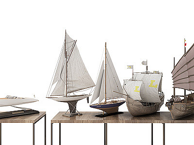 3d现代儿童玩具帆船摆件模型