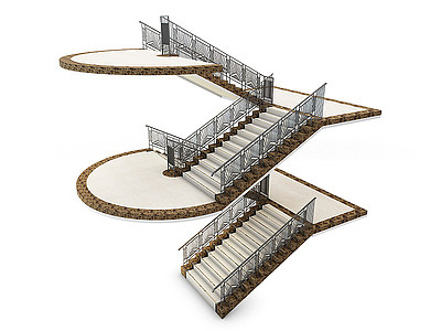 3d中式铁艺楼梯模型