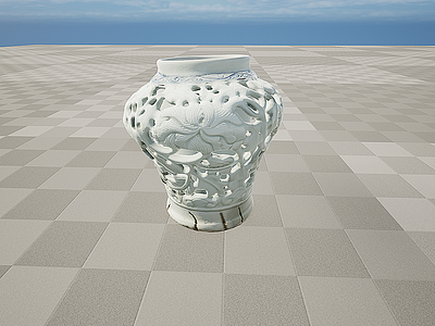 3d文物瓷器镂空花瓶模型