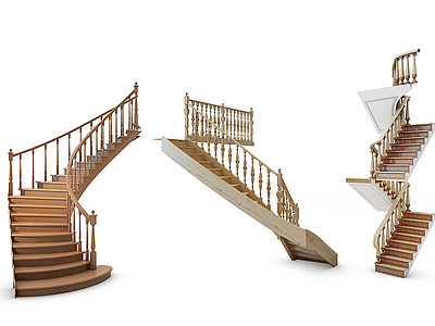 3d木质楼梯模型