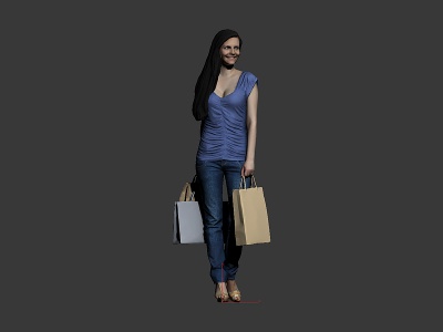 3d购物逛街的女人模型