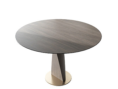 现代木质纹圆餐桌模型