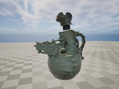 3d文物青铜器龙头酒壶茶壶模型
