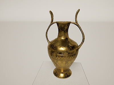 3d文物金铜器花瓶摆件模型