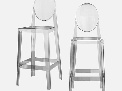3d透明亚克力玻璃吧椅酒吧椅模型
