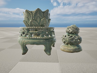 3d文物瓷器青铜器青釉熏炉模型