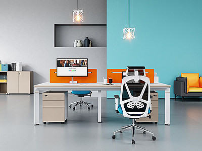 3d现代办公桌椅模型