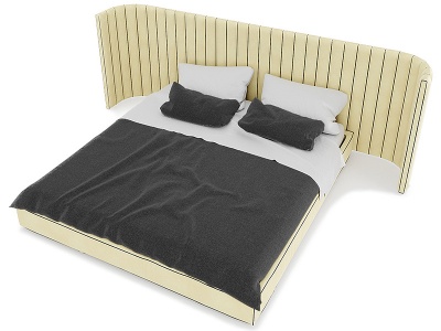 3d现代软包双人床模型