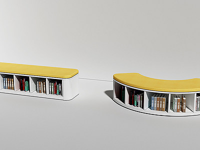 现代书柜凳书吧凳模型