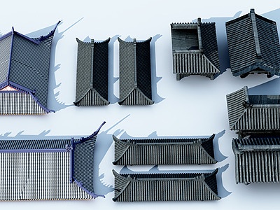 3d中国古代建筑屋顶房顶模型