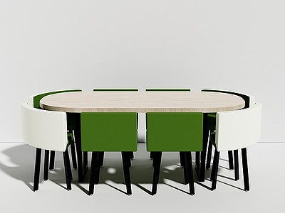 3d原创餐桌圆桌桌椅模型