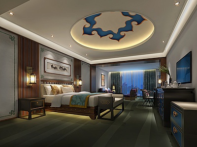 3d蒙古酒店大床房模型