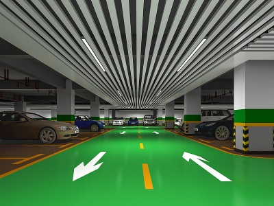 3d室内地下停车场模型