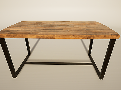 简易铁艺方桌办公桌模型