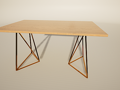 简易铁艺餐桌办公桌模型