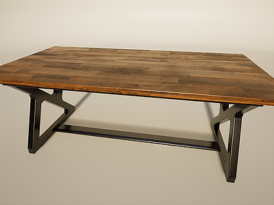简易铁艺长桌办公桌模型3d模型