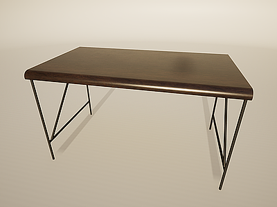 简约铁艺餐桌办公桌模型