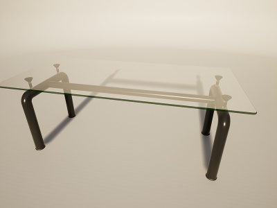 简约透明玻璃办公桌模型