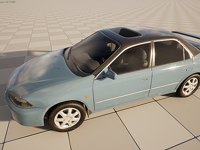 蓝色轿车汽车模型3d模型