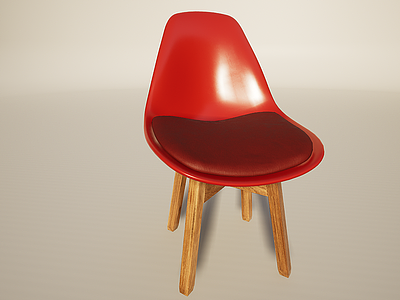 红色北欧简约塑料靠椅模型